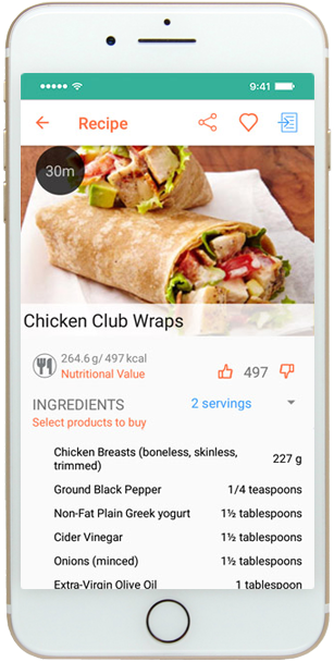 Mobile meal planning app - recipe